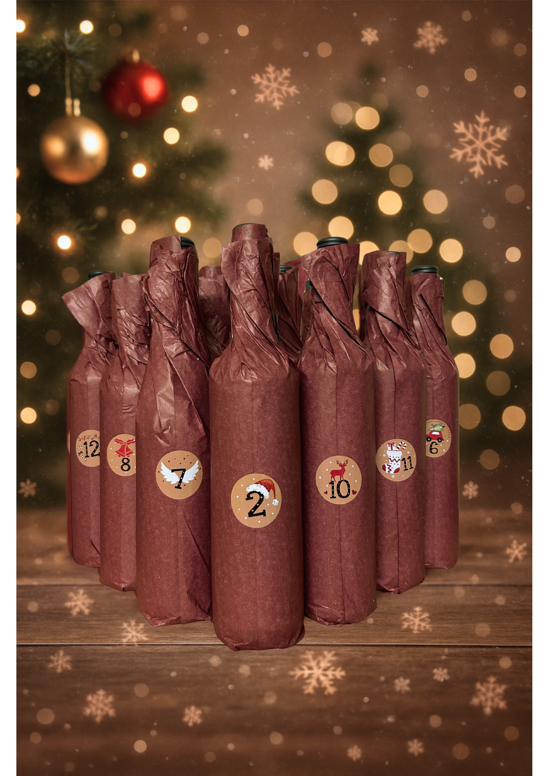 Wein-Adventskalender mit 12 Flaschen